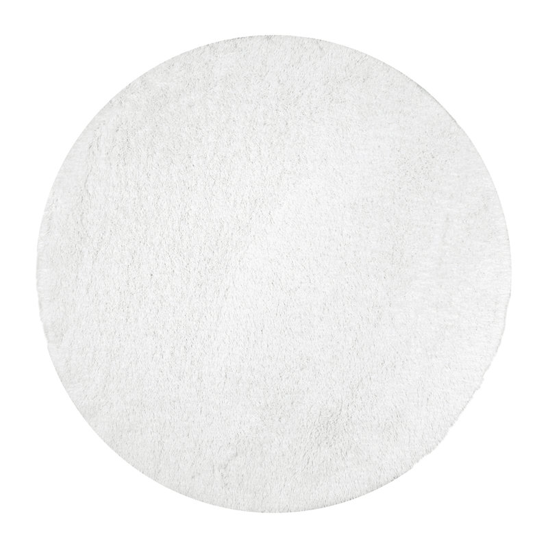 Alanson Contemporary Power Loom Performance Shag White Rug, Round 5'3"