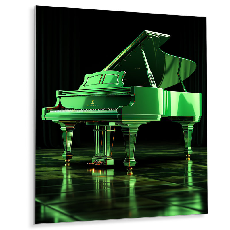 Vert et noir Grand Piano Elegance - Piano, art mural en métal, H 32 po x l 16 po x P 1 po