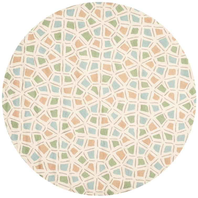 Spring Wheel Martha Stewart Hand Hooked Cotton Pile Geometric Rug