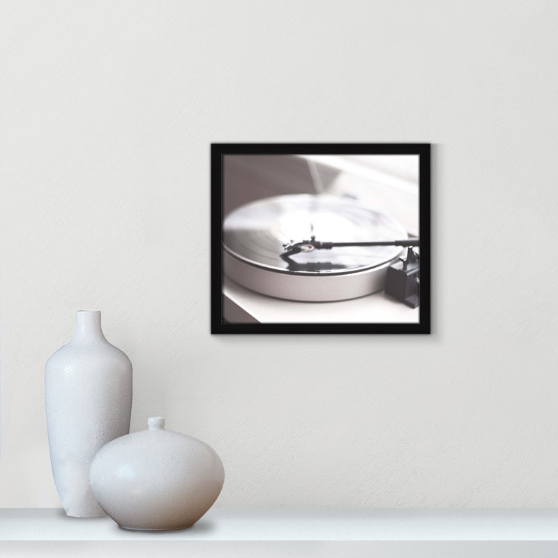 " Spinning Record " by Casa Fine Arts, Satin Black Framed, 13" H x 15" W x 1.25" D