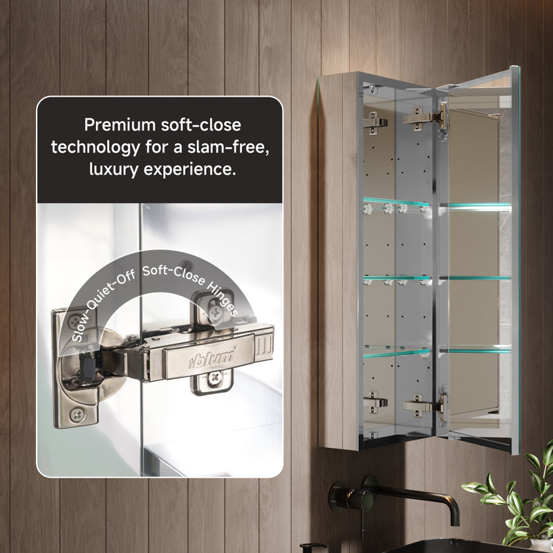 Armoire à pharmacie murale sans cadre avec porte en miroir et tablettes réglables, H 30 po x l 12 po x P 4,8 po