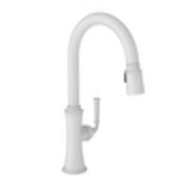 Stripling Single Handle Pull Down Kitchen Faucet, Matte White