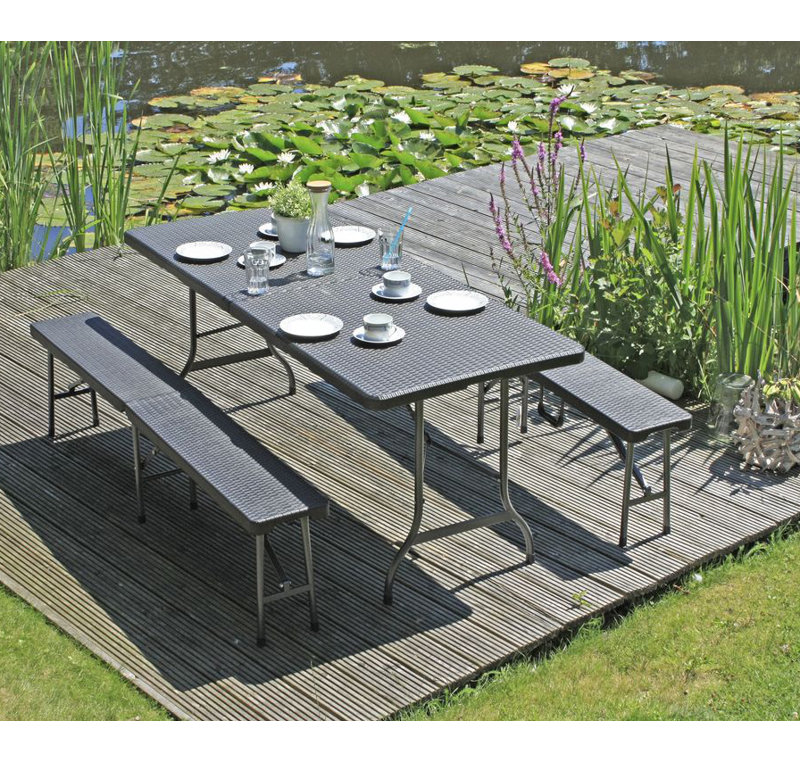 Ventana 6 - Person Patio Dining Set Rectangular Table with Cushions Included