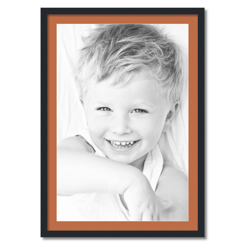 Wood Matte Picture Frame with Mat, Red Orange