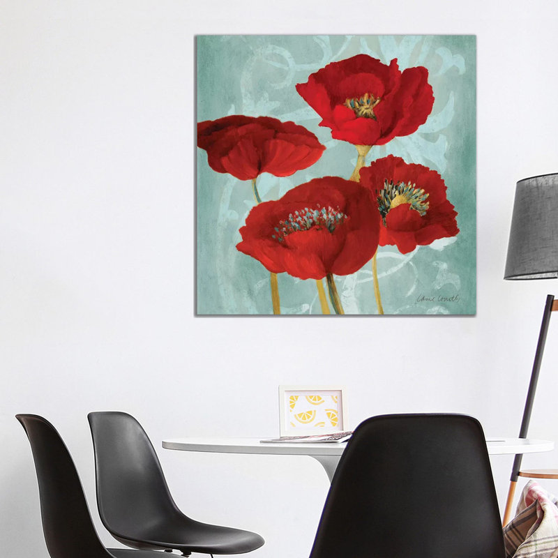Rouge Pavots I by Lanie Loreth - Wrapped Canvas Painting, 93.98 cm H x 93.98 cm W x 3.175 cm D