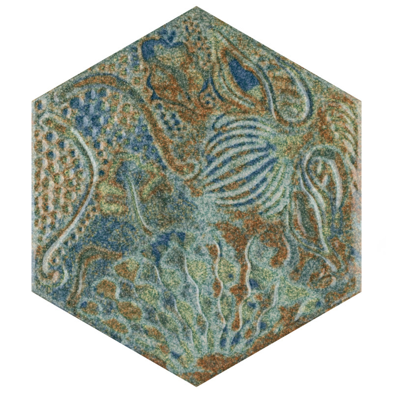 Gaudi Lux Hex 9" x 10" Porcelain Patterned Wall & Floor Tile, Ocean