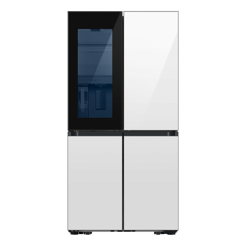Samsung Bespoke 4-Door Flex Refrigerator 29 cu. ft. with Beverage Zone and Auto Open Door, White Glass