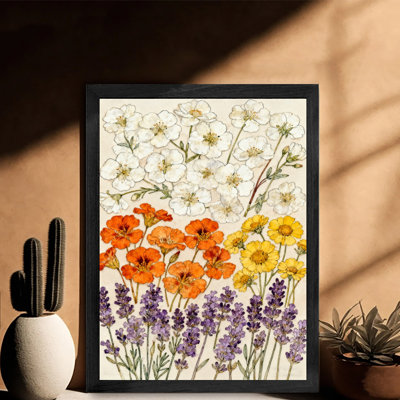 Art mural rétro noir, couleurs riches, fleurs simples, impressions de style rétro