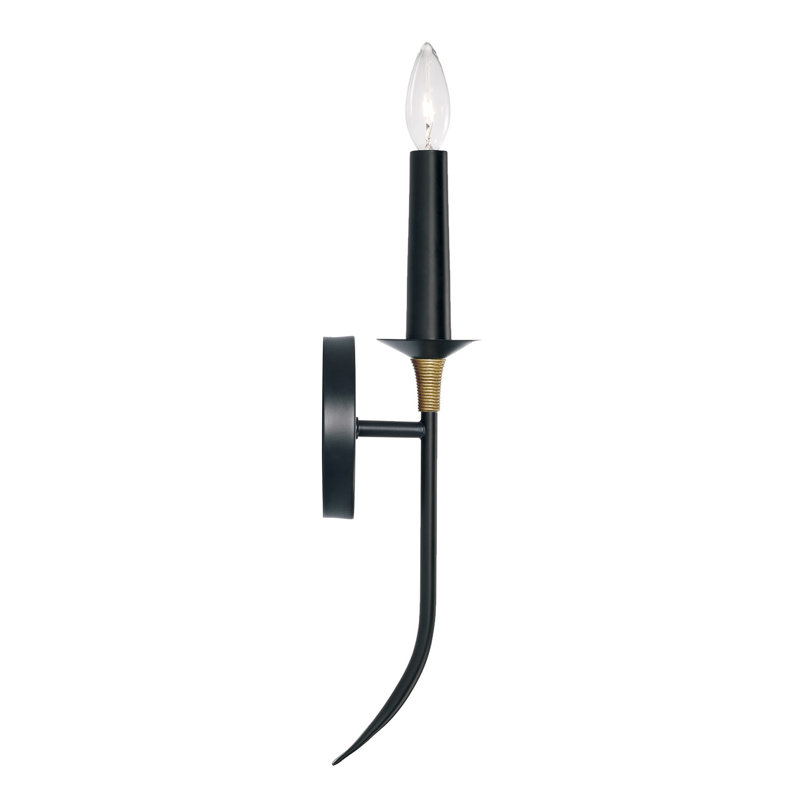 Matte Black and Brass Dimmable Wall Sconce