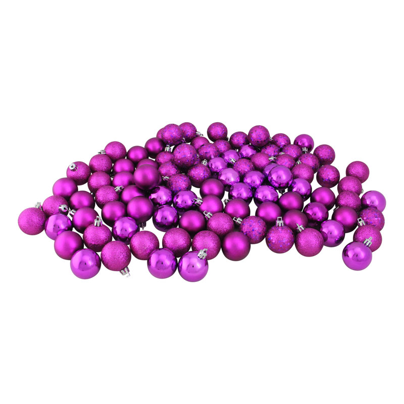 9 Ornement boule de Noël à 4 finitions incassable, Rose magenta clair