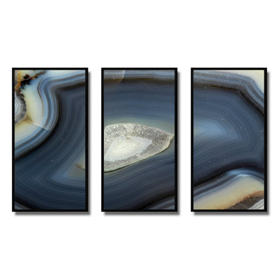 Transclucent Slice Natural Agate - ensemble de 3 toiles encadrées en pierre