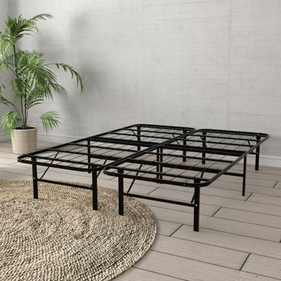 Base de plateforme très grand noir en acier - Assemblage facile, support de 2000 livres, convient à tous les matelas, structure surélevée de 14 pouces, minimise le transfert de mouvement