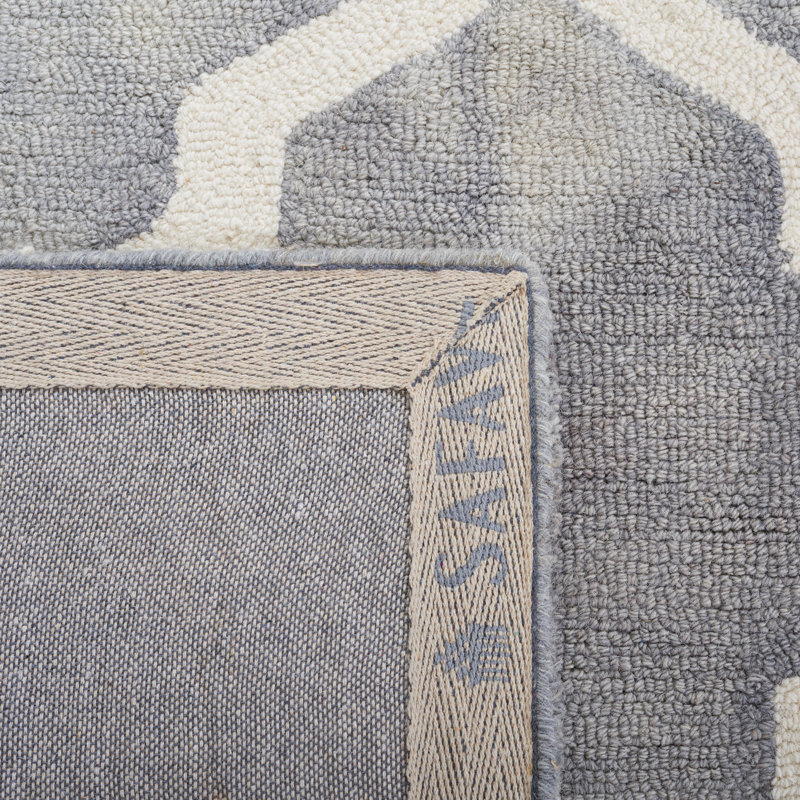 Desantiago Hand Tufted Wool Geometric Rug, Round 7'