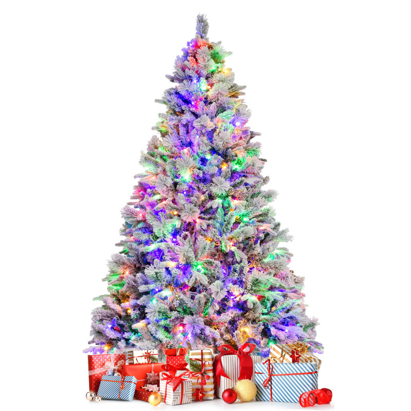 Lighted Artificial Pine Christmas Tree, 7 ft.