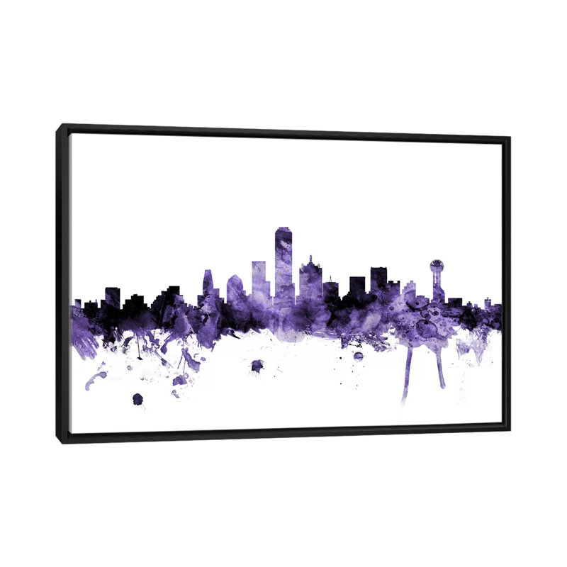 «Dallas, Texas Skyline» par Michael Tompsett, impression sur toile, H 18 po x l 26 po x P 1,5 po, Pas de tapis