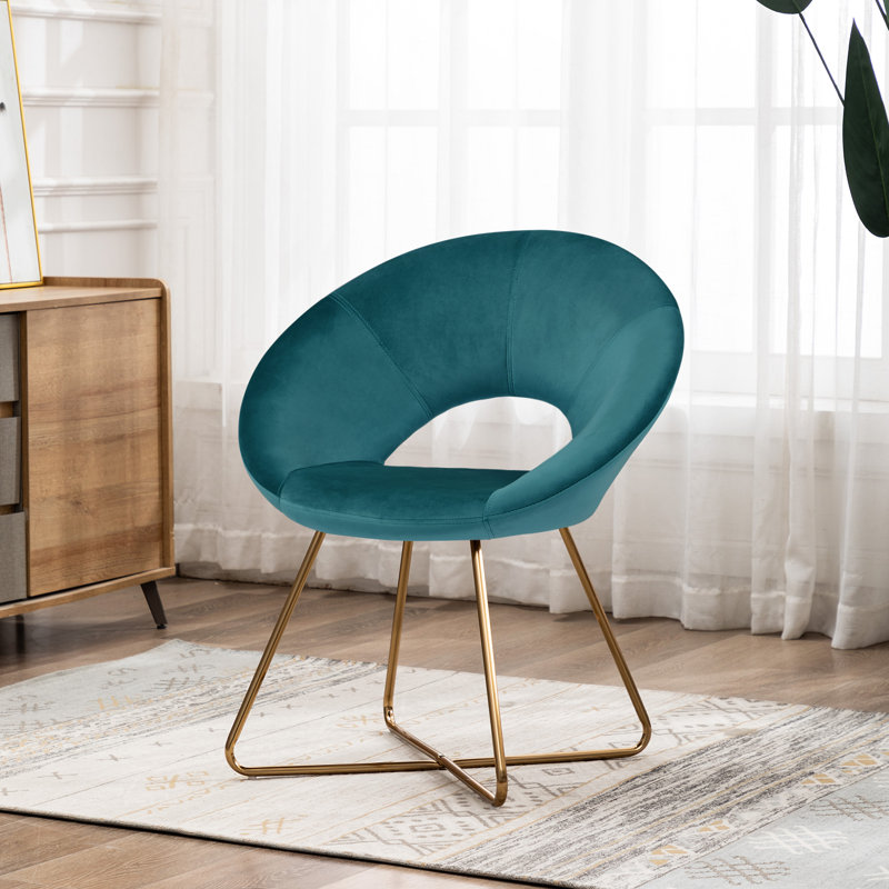 Fauteuil d'appoint contemporain en velours avec dossier ouvert Crivello, Sarcelle