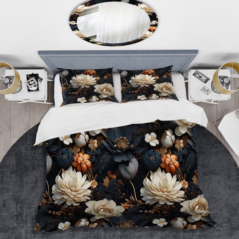 Ensemble de housse de couette Peonie Floral Elegance Whispers I, Housse de couette simple + 1 taie décorative stan