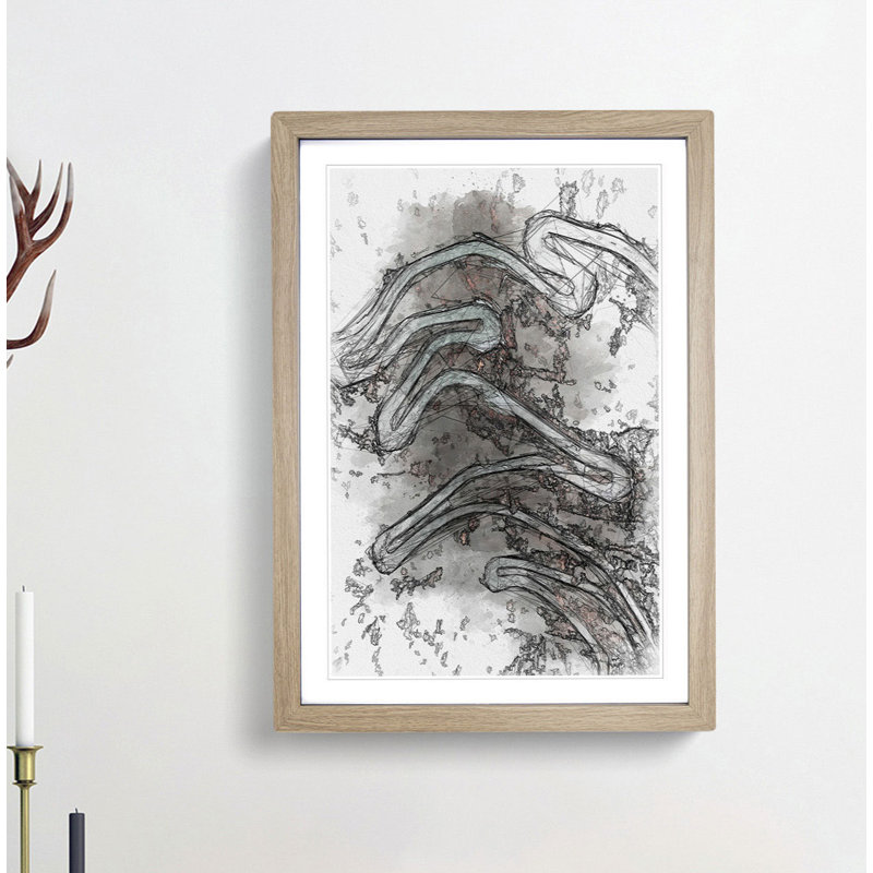Maloja Pass in Switzerland in Abstract - Picture Frame Graphic Art Print, Oak, 60cm H x 40cm W x 2cm D