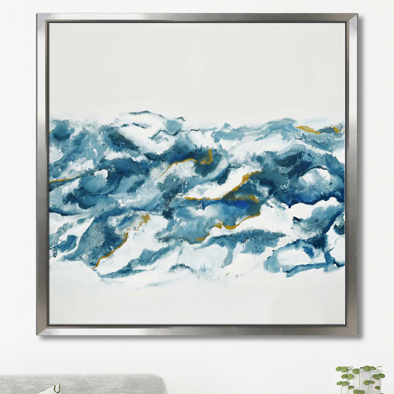 Into the blue (carré)-imprimé, Cadre flottant argent, H 21,5 po x l 21,5 po x P 2 po