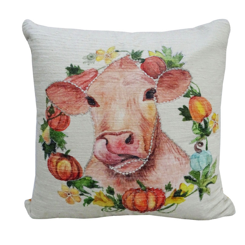 Embroidered Cotton Blend Throw Pillow
