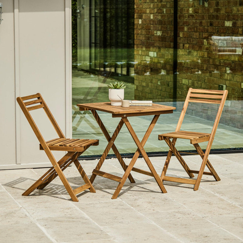 Nayoun 2 - Person Wood Patio Dining Set with Rectangular Table