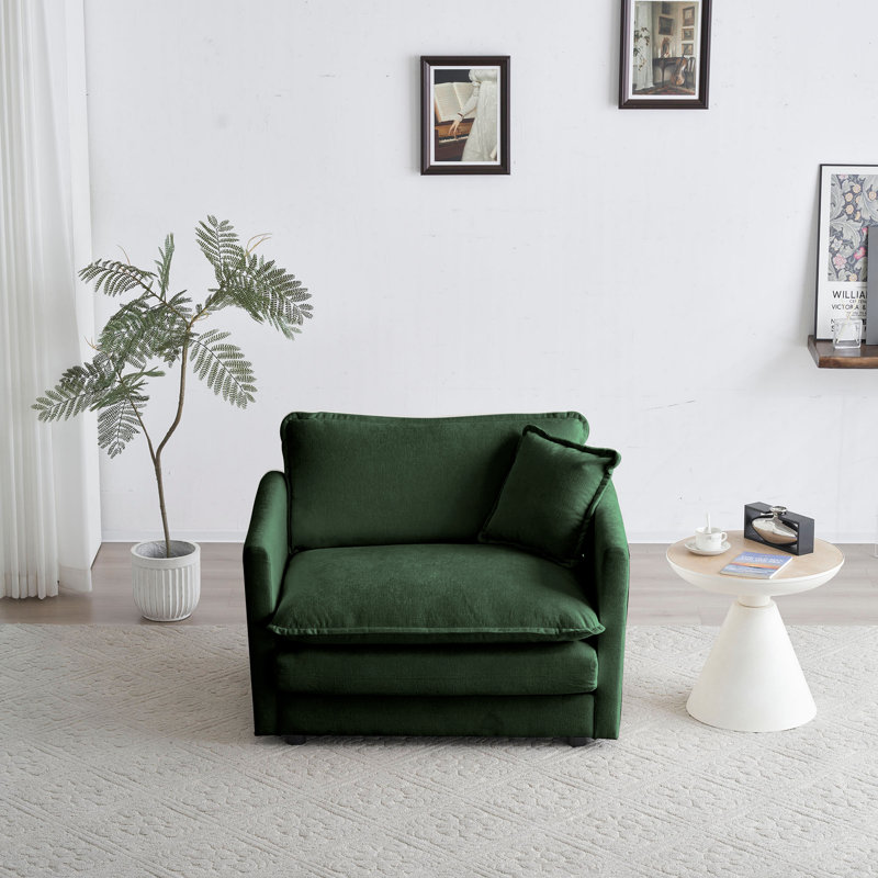 Fauteuil de lecture rembourré Comfy, H 33 po x l 40,9 po x P 34,2 po, Vert