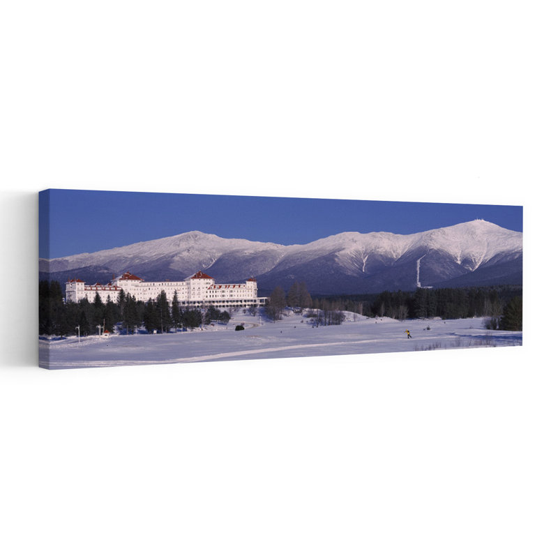 Hotel Near Snow Covered Mountains Mt. Washington Hotel Resort Mount Washington Bretton Woods New Hampshire USA by Bill Hoyt - Wrapped Canvas Panoramic Print