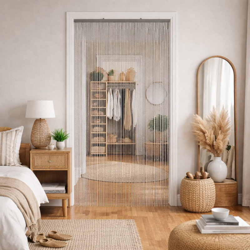 Door Curtain Semi Sheer Curtain Single Panel, Gray
