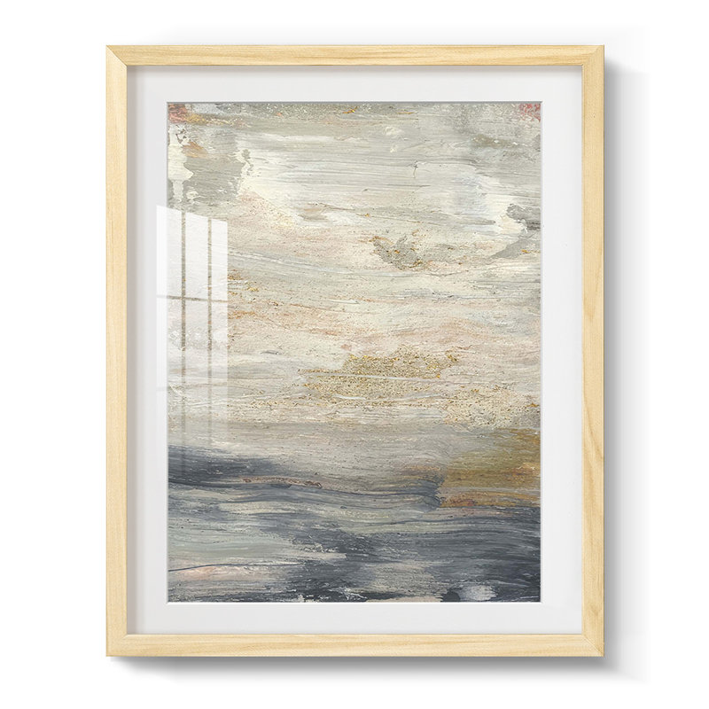 Serein I, reproduction d'art encadrée, Papier avec cadre naturel, Blanc