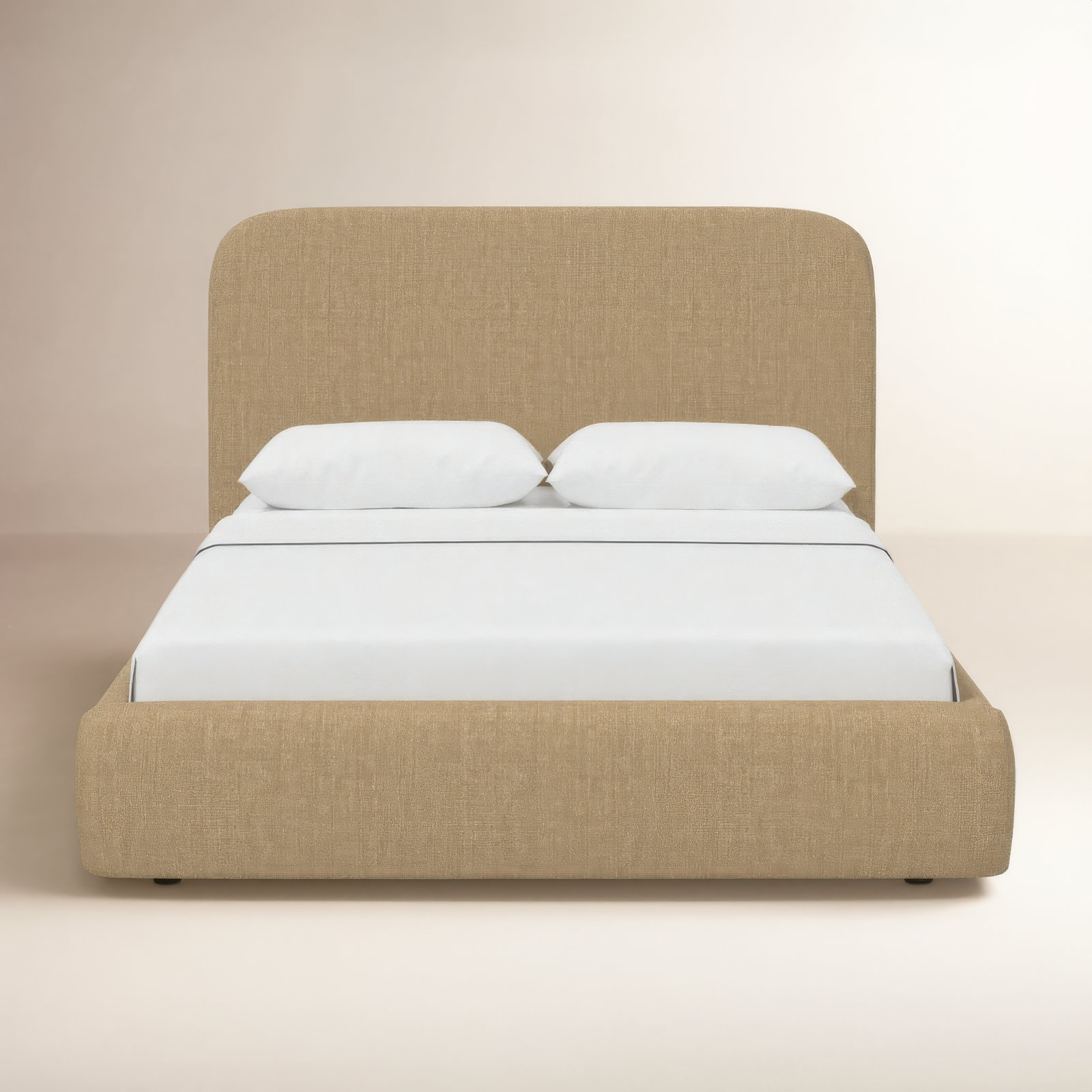 Linen Upholstered Bed, Full / Double, Relaxed Burlap Linen