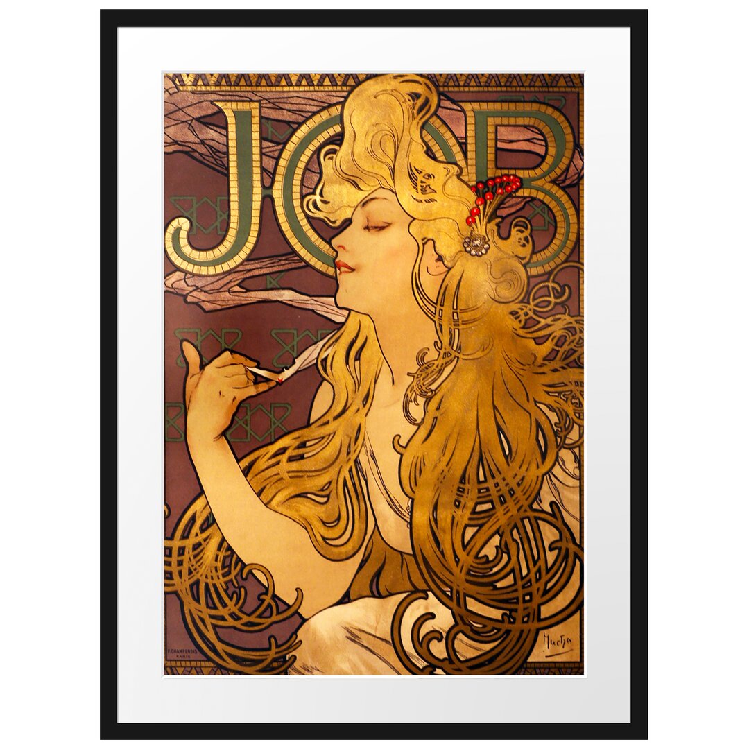 Gerahmter Kunstdruck Job Cigarettes von Alphonse Mucha