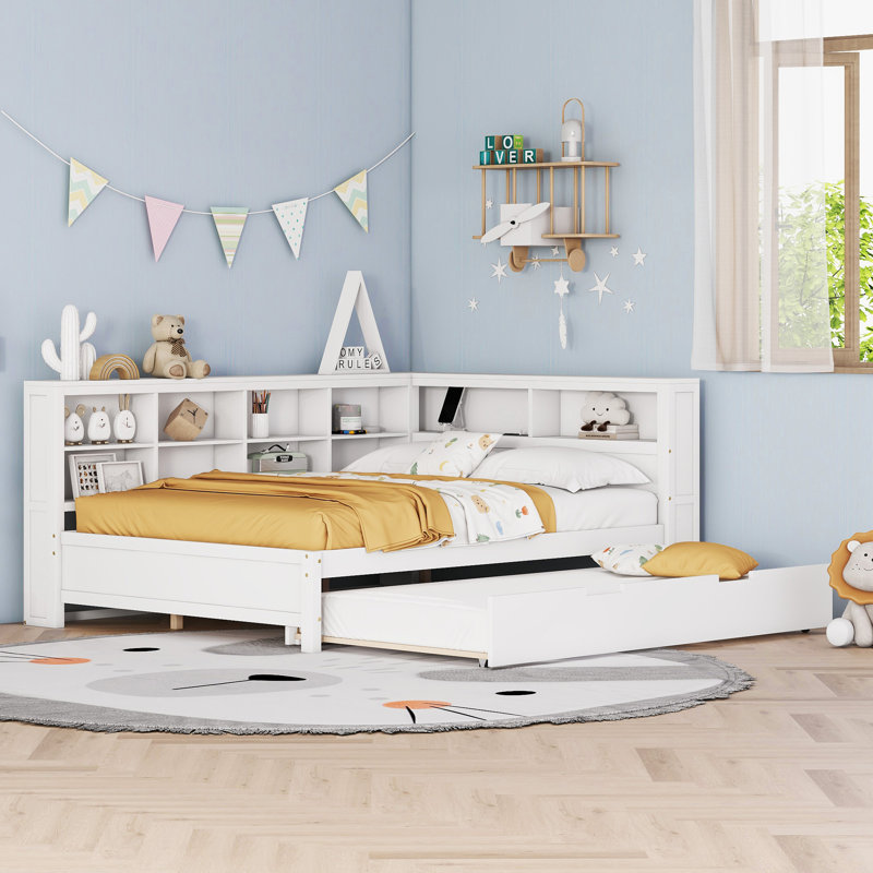 Lit de jour avec couchette et station de charge USB Evermere, Complet/Double, Blanc