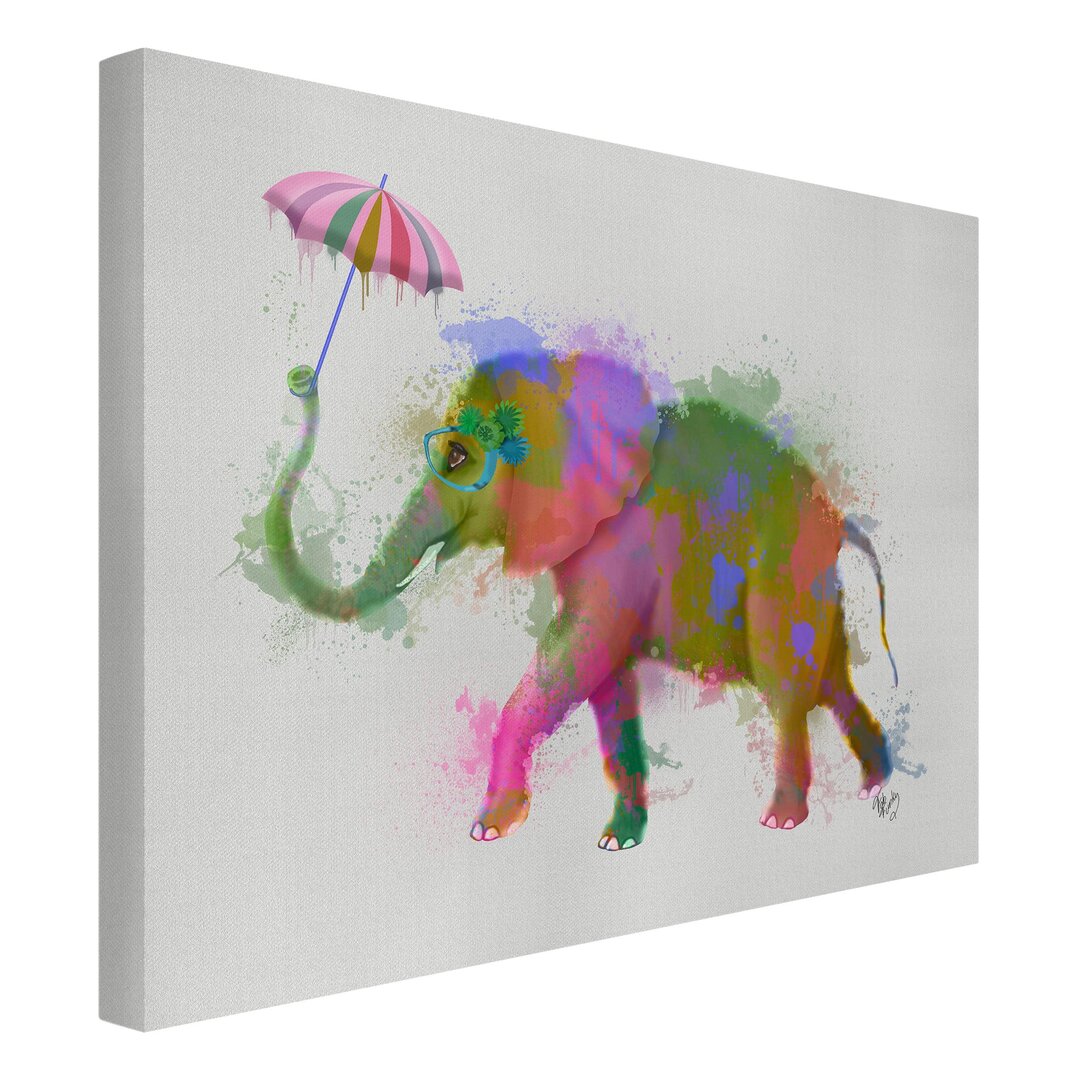 Leinwandbild Regenbogenspritzer - Elefant