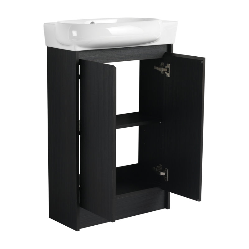 Meuble-lavabo autoportant de 23 po avec lavabo et portes à fermeture douce