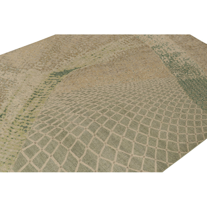Distressed Homage Hand Knotted Wool Abstract Area Rug, Rectangle 8' x 10'