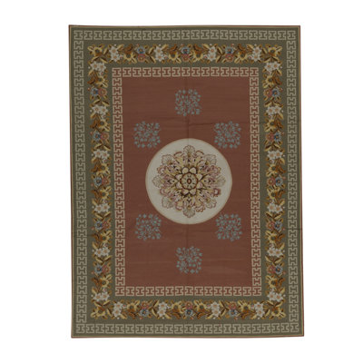 Hand-Knotted High-Quality Brown and Green Area Rug