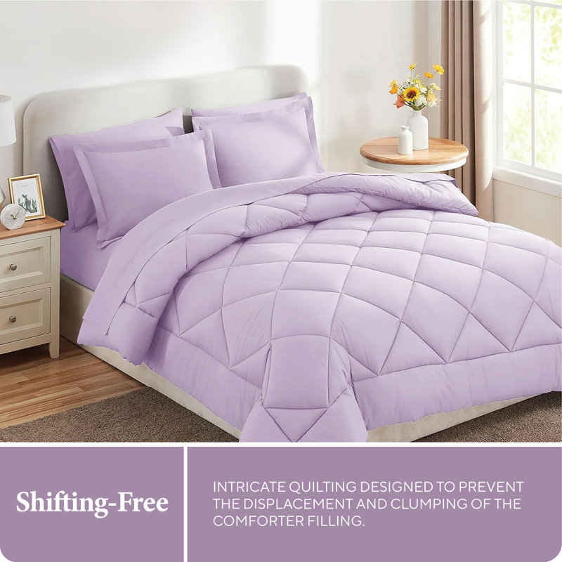 Twin Light Purple Microfiber Reversible Bed in a Bag Set