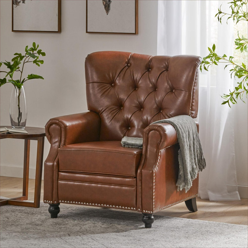  Fauteuil inclinable manuel manuel en similicuir brun à dossier simple inclinable pour le salon