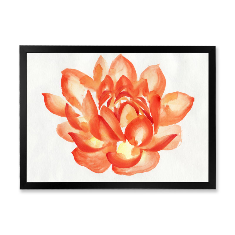 " Vintage Detail Of A Orange Lotus " Painting Print, Black Framed Canvas, 16" H x 32" W x 1.5" D