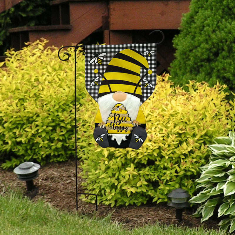 Drapeau de jardin Bee Happy Gnome