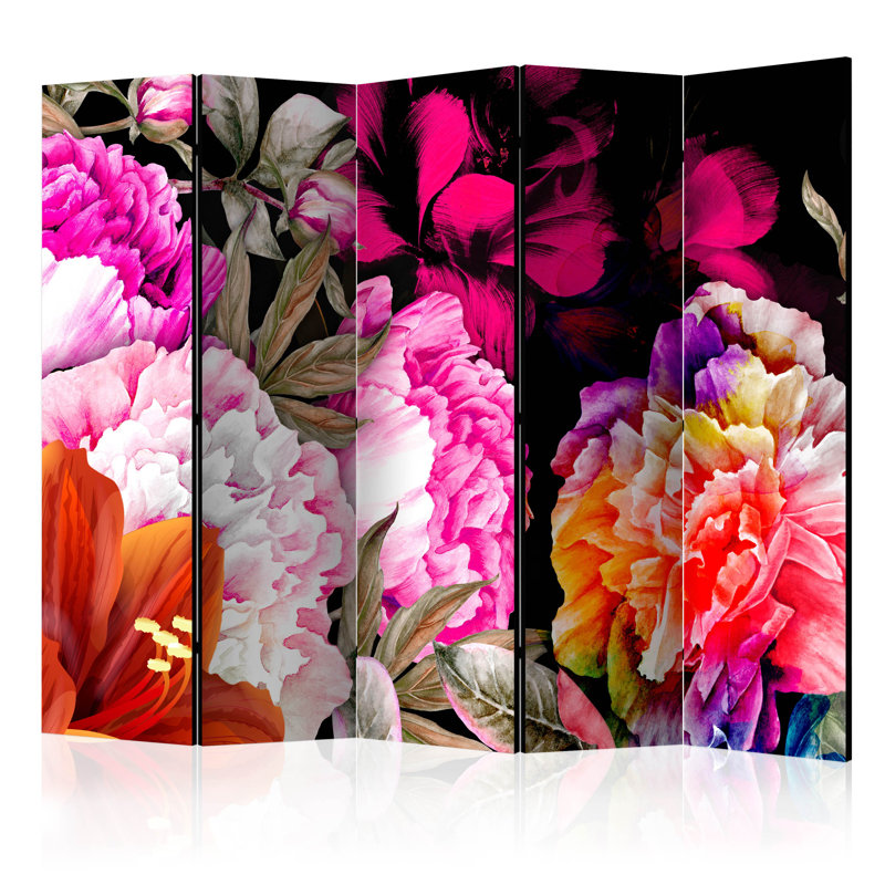 225cm W x 172cm H 5 - Panel Wood Folding Room Divider