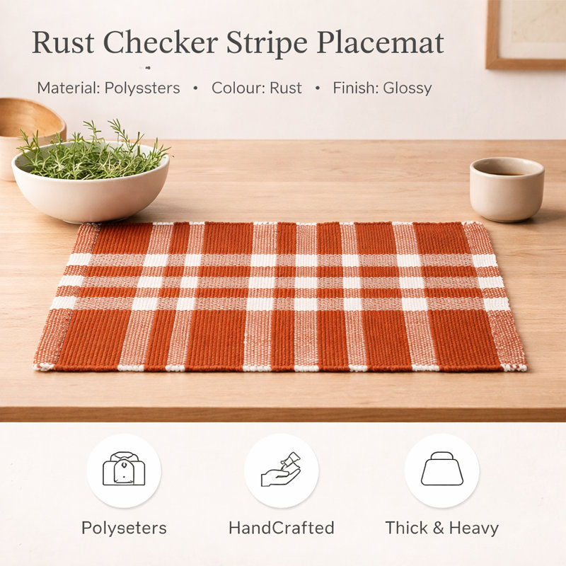 Polyester Striped Placemat, Rust