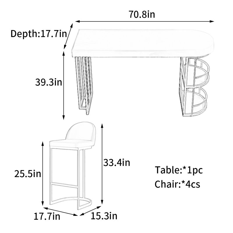 Duong, Orange / doré, Doré, H 39,3 po x L 55,1 po x l 17,7 po