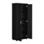 Armoire de rangement noire pour salle de bain avec tablette réglable - Armoire de bureau à deux portes en panneau de fibres à densité moyenne avec dispositif anti-basculement, finition imperméable