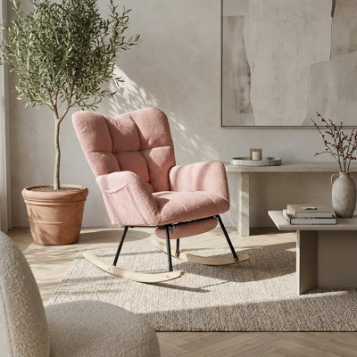Chaise berçante confortable en tissu Teddy
