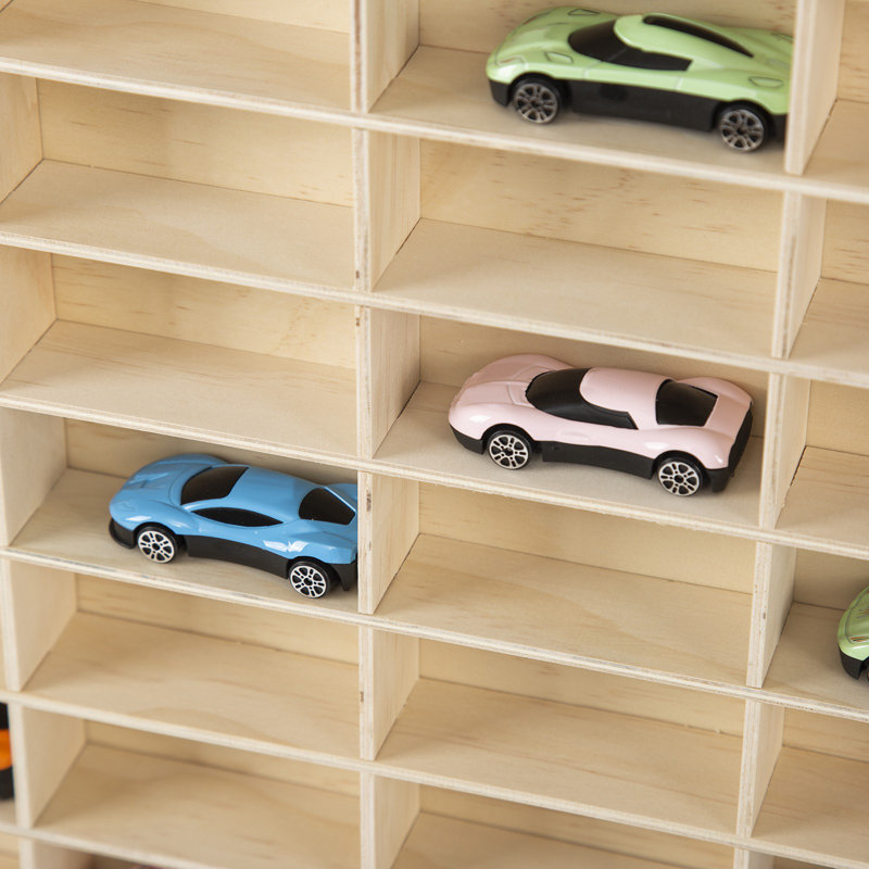 50Grids Wooden Display Case for Hot Wheels Diecast Car Matchbox Storage Shelf