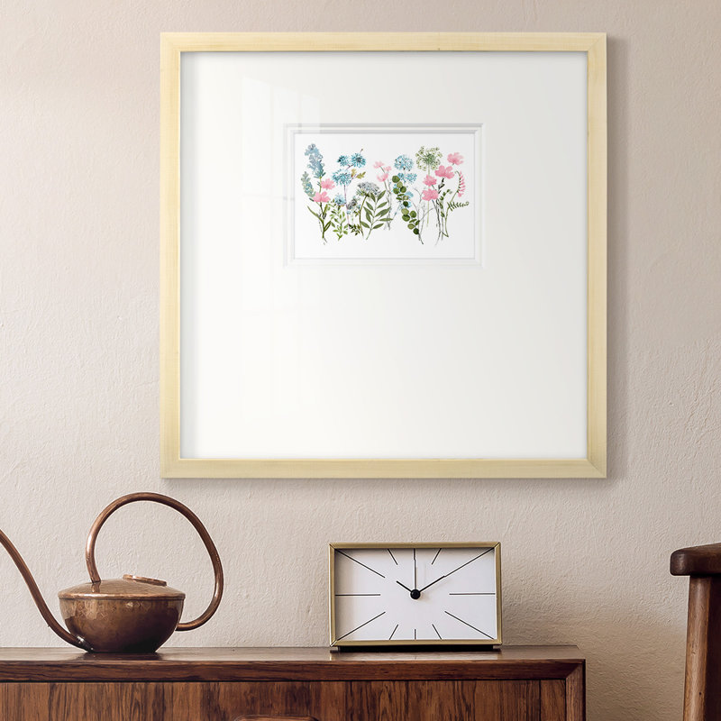 " Spring Meadow ", 21" H x 21" W x 1.25" D, Brown Framed Paper