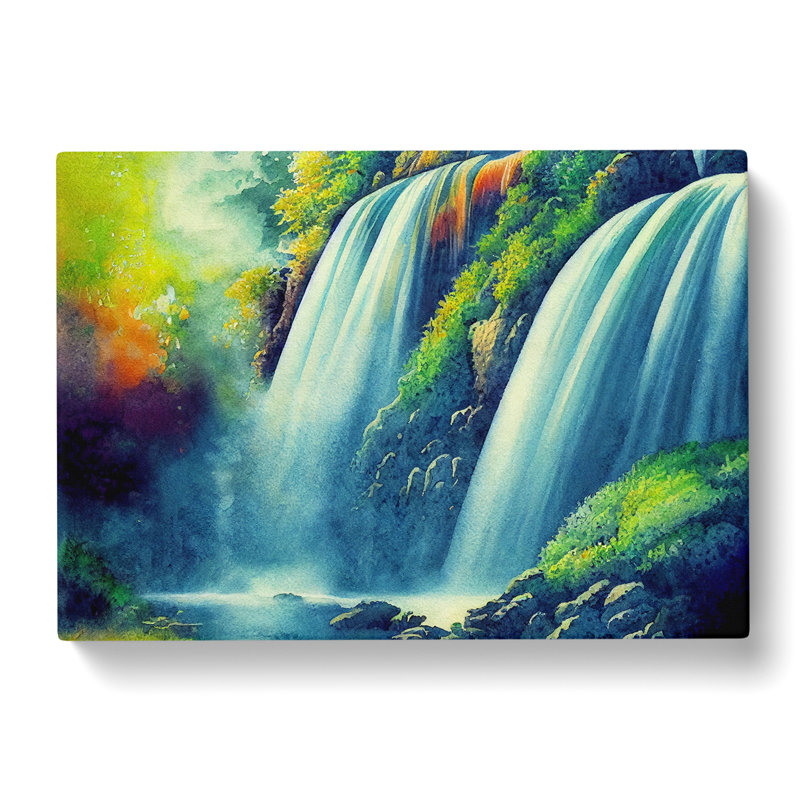 Watercolour Waterfall - Wrapped Canvas