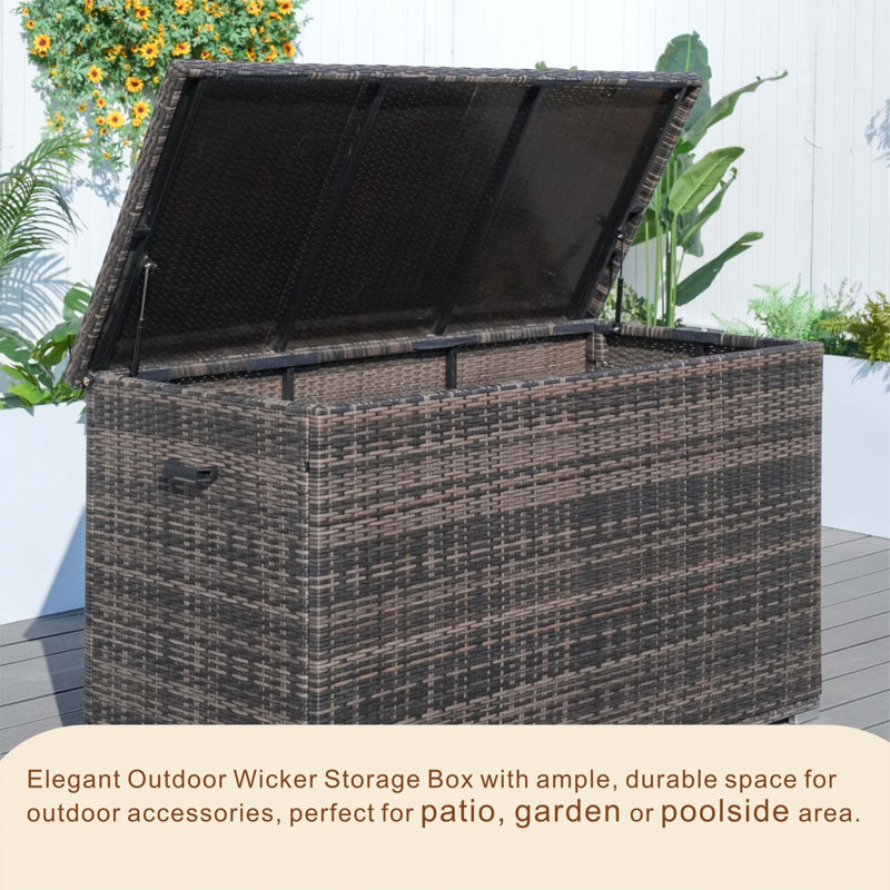 Moda Furnishings Seattle 66.93'' W 296 Gallons Water Resistant Metal Deck Box in Brown