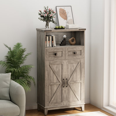 Storage Cabinet With Doors And Drawers, Farmhouse Cabinet With Adjustable Shelves by Ophelia & Co.